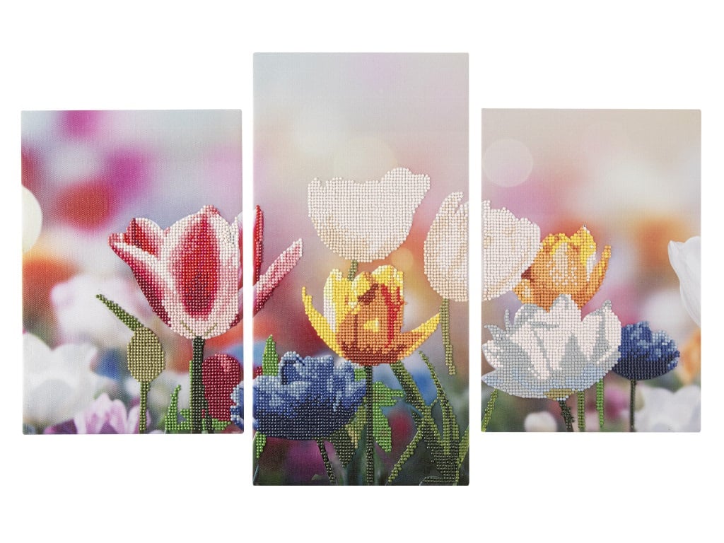 PINTAR CON DIAMANTES TRIPTICO FLORES