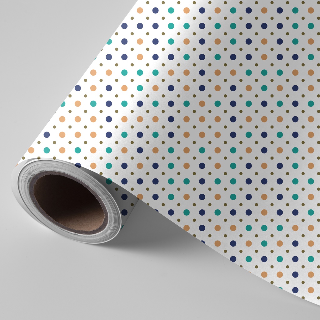 PAPEL REGALO BOBINA 62CM TODO AÑO PUNTOS AZULES