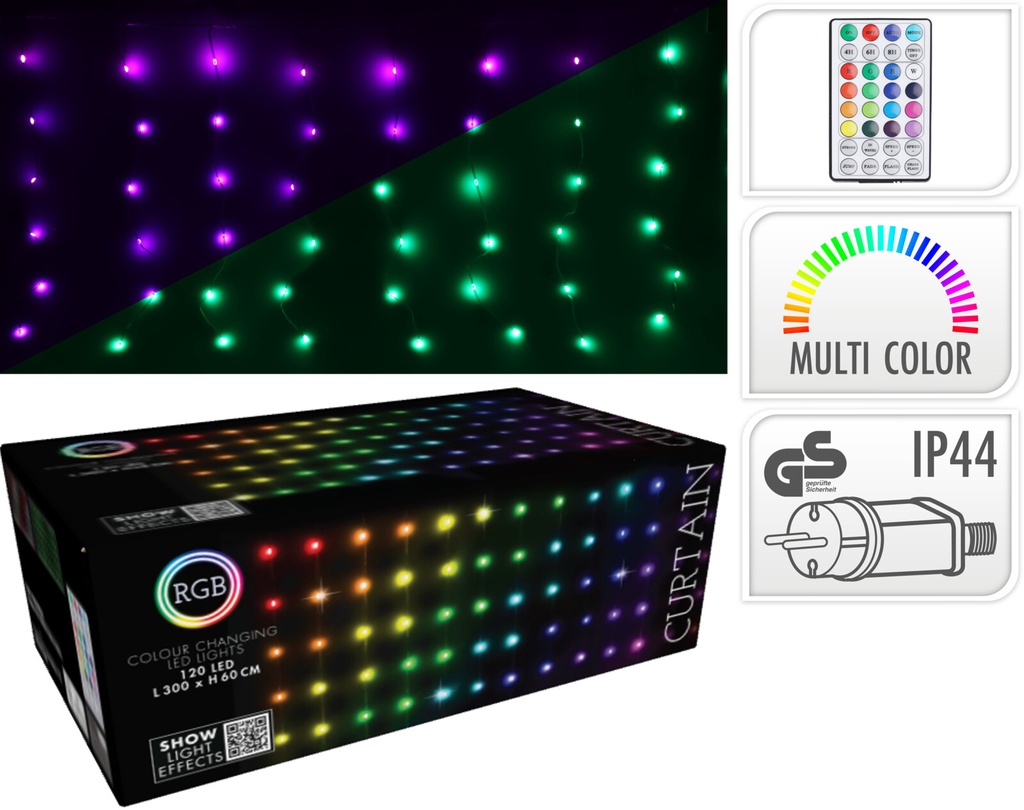 CURTAIN LIGHTS 120LED RGB