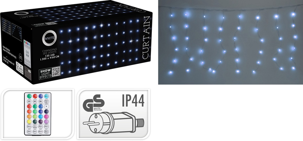 CURTAIN LIGHTS 120LED WHITE