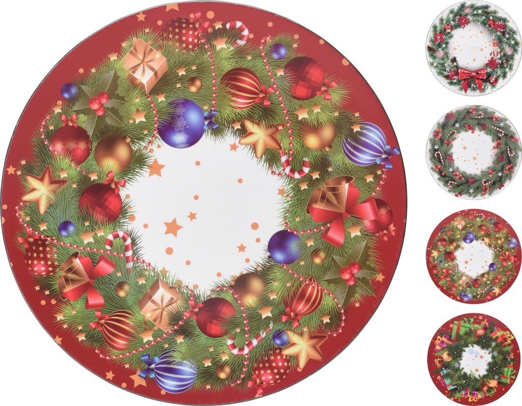 PLATE 33CM XMAS 4ASS