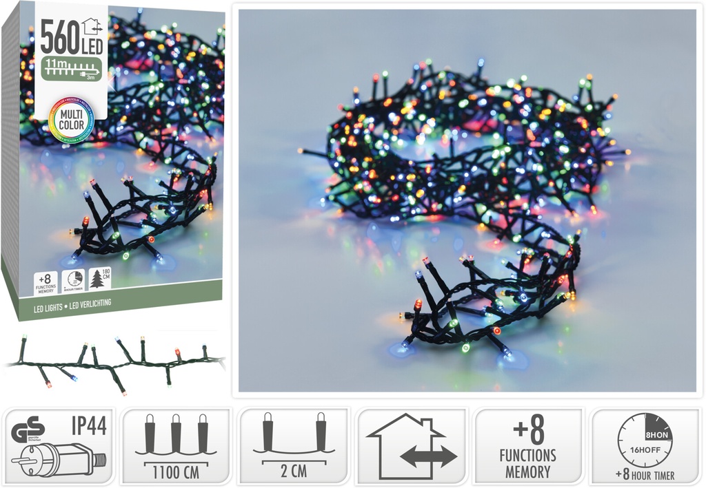 LUCES NAVIDAD 560 LED 11MTRS COLORES