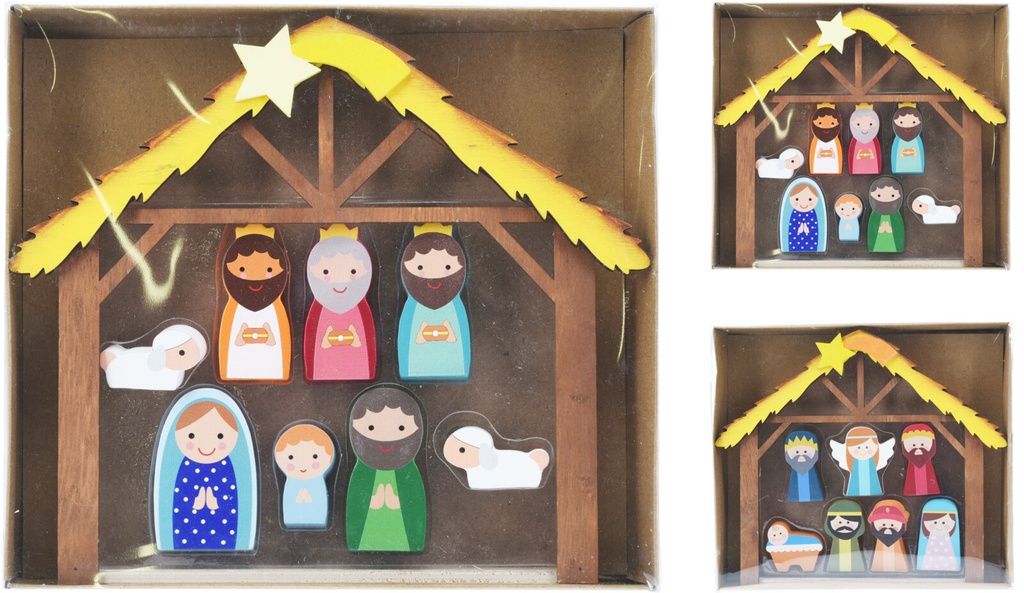 SET NACIMIENTO MADERA 7PCS 21CM 2ASS