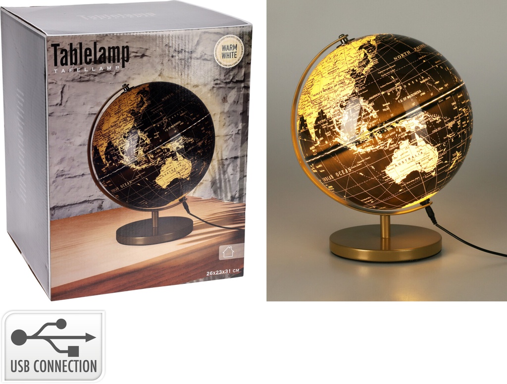 GLOBO TERRAQUEO CON LUZ 31CM BLACK