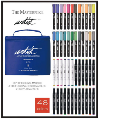 ESTUCHE ACRILICOS ALCOHOL MARKERS 48 COL.