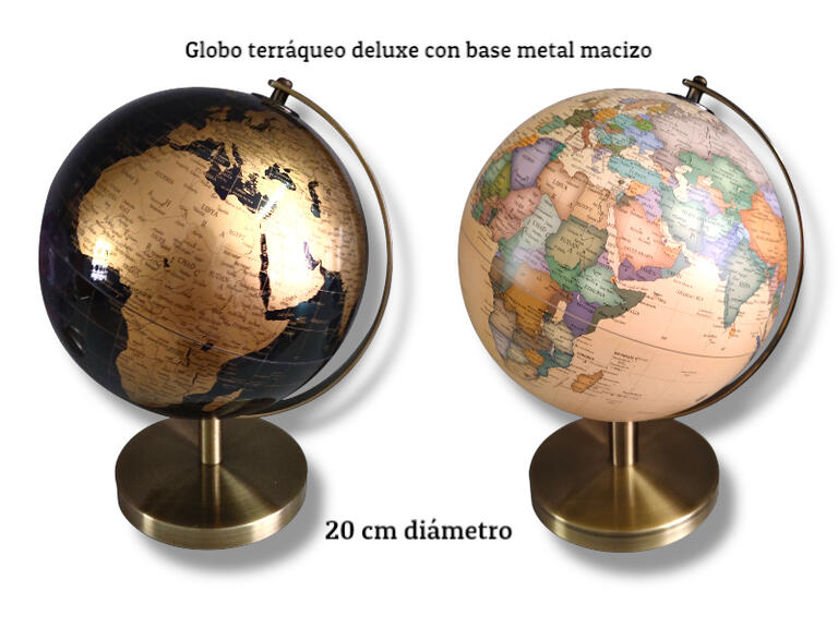 GLOBO TERRAQUEO C/LUZ 20CM METAL 2 COL.