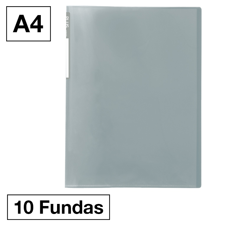 CARPETA FUNDAS PLUS A4 10F GRIS MANHATTAN