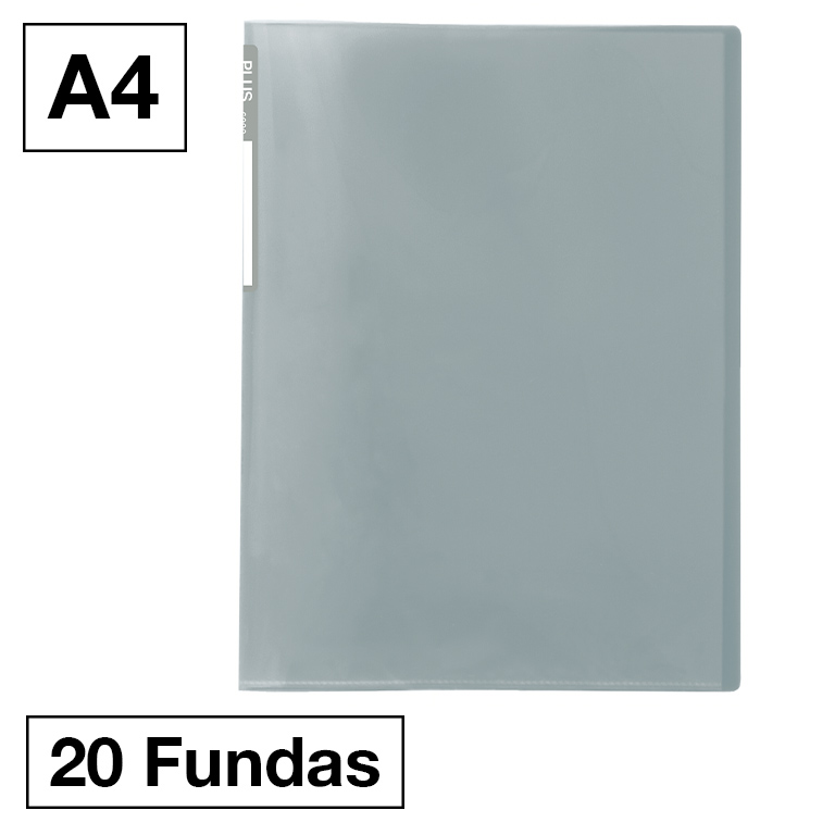 CARPETA FUNDAS PLUS A4 20F TRAS.GRISM