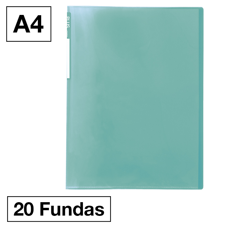 CARPETA FUNDAS PLUS A4 20F VERDE CLARO
