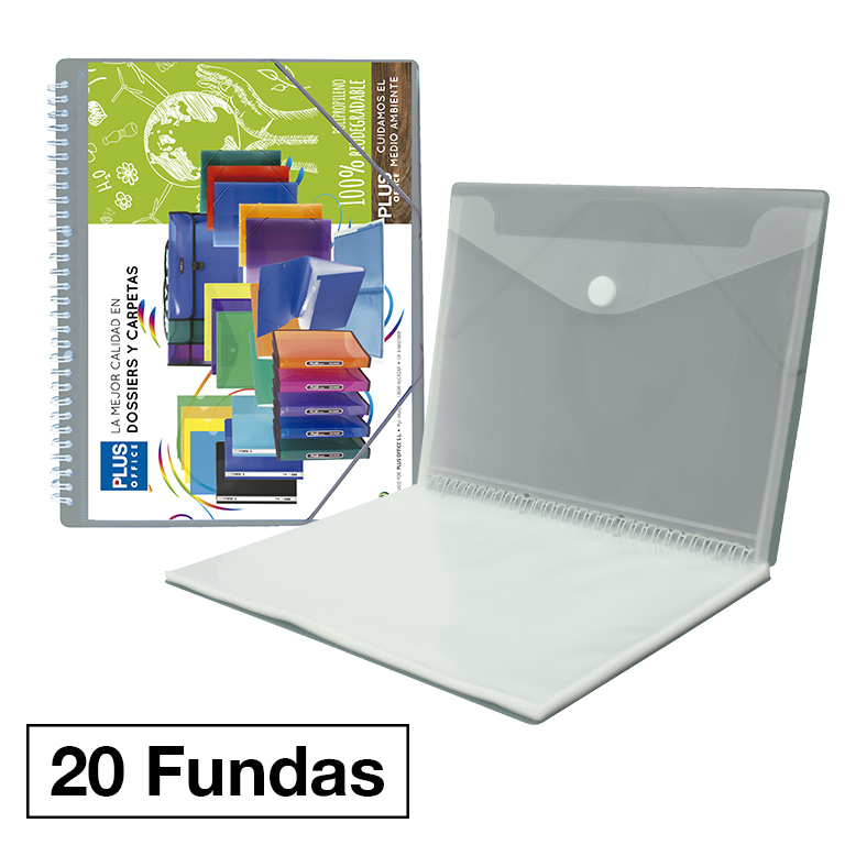 CARPETA FUNDAS PLUS ESP.GOMA 20F GRIS