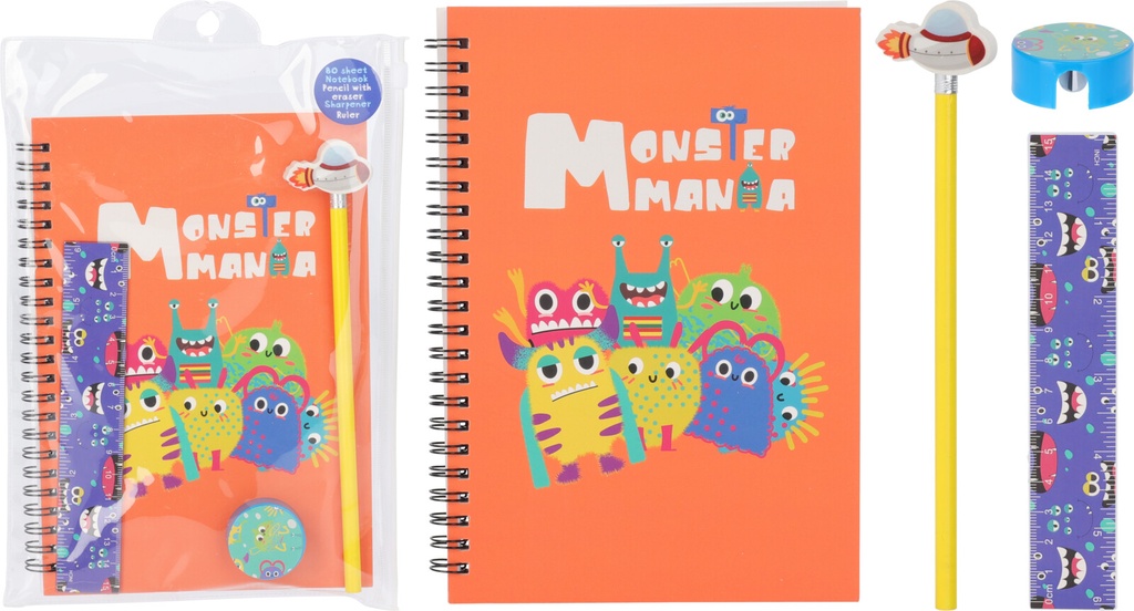 SET PAPELERIA MOSTRUOS