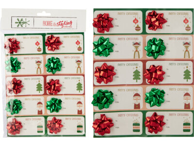 PEGATINAS NOMBRE CON LAZO NAVIDAD SET10