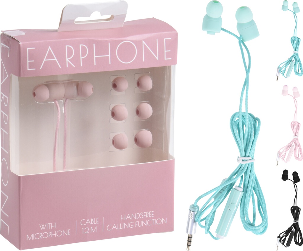 EARPHONE WITH WIRE 4ASS CLR