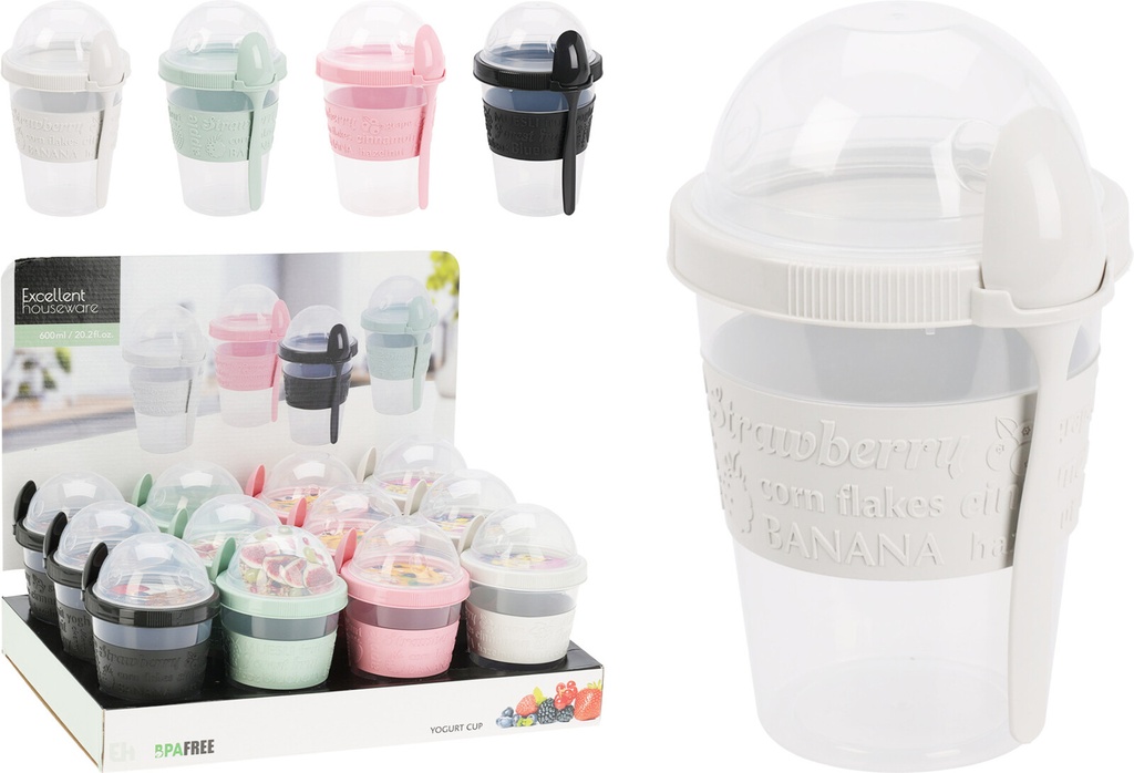 VASO YOGUR 600ML COL.PASTEL