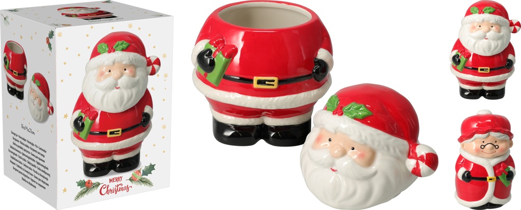 STORAGE JAR SANTA 21CM 2ASS