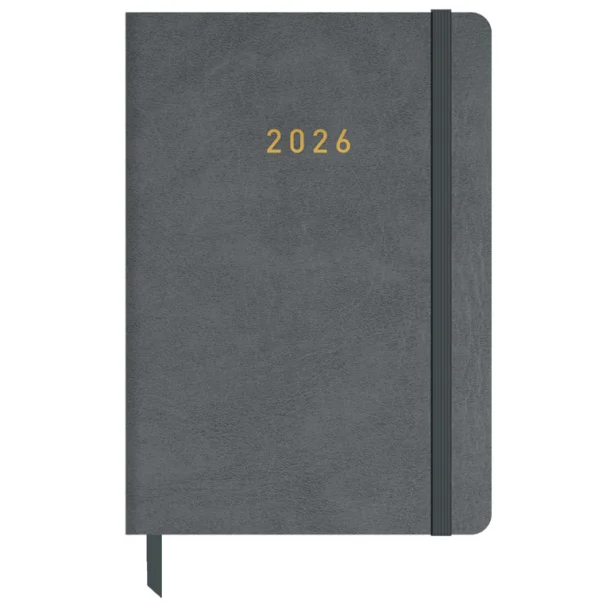AGENDA ANUAL 2026 PU PLAIN A6 S.V GRIS CLARO