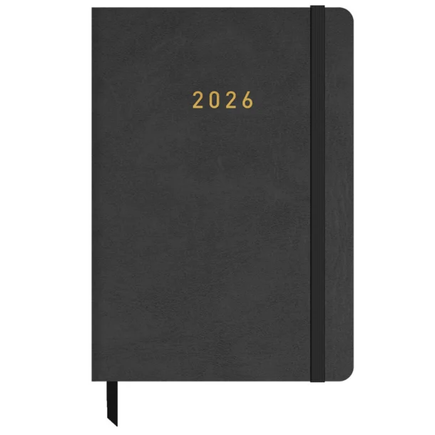 AGENDA ANUAL 2026 PU PLAIN A5 S.V GRIS OSCURO