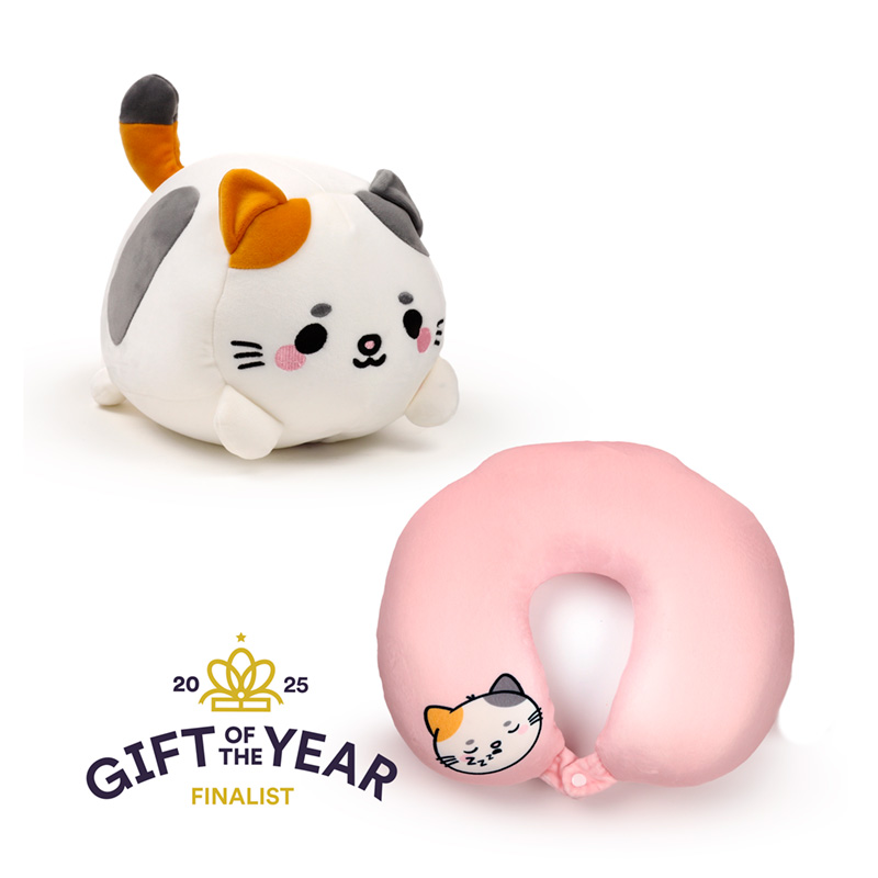 ALMOHADA DE VIAJE Y PELUCHE 2 EN 1 SWAPSEAZZZ GATO ADORAMALS