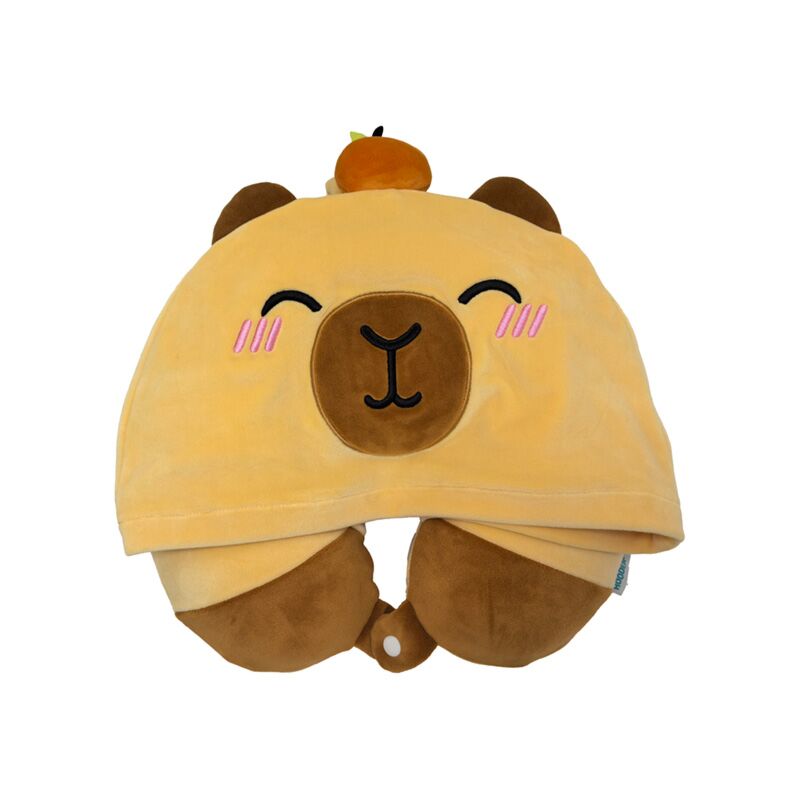 ALMOHADA DE VIAJE CON MEMORIA Y CAPUCHA HOODEAZZZ DUKE EL CAPIBARA