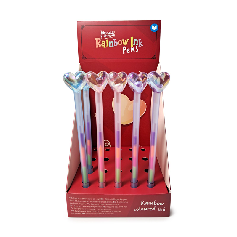 BOLIGRAFO CON TINTA ARCOIRIS CORAZONES
