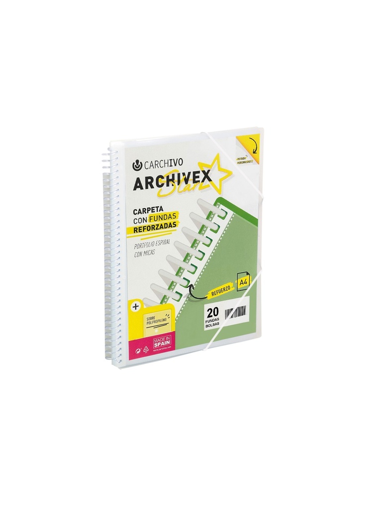 CARPETA A4 ARCHIVEX ESPIRAL 60F TRANSPARENTE