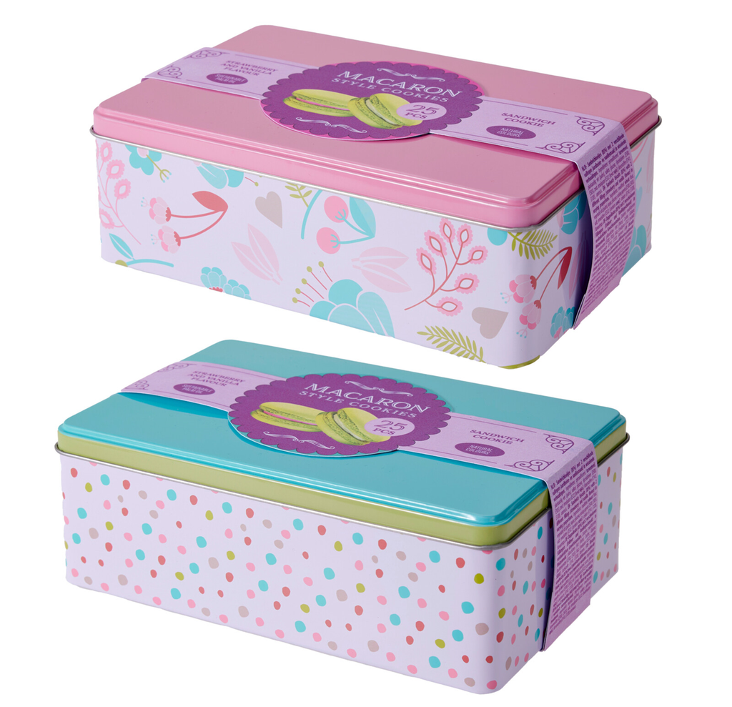 CAJA DE HOJALATA DE LILY ESTILO MACARON GALLETAS