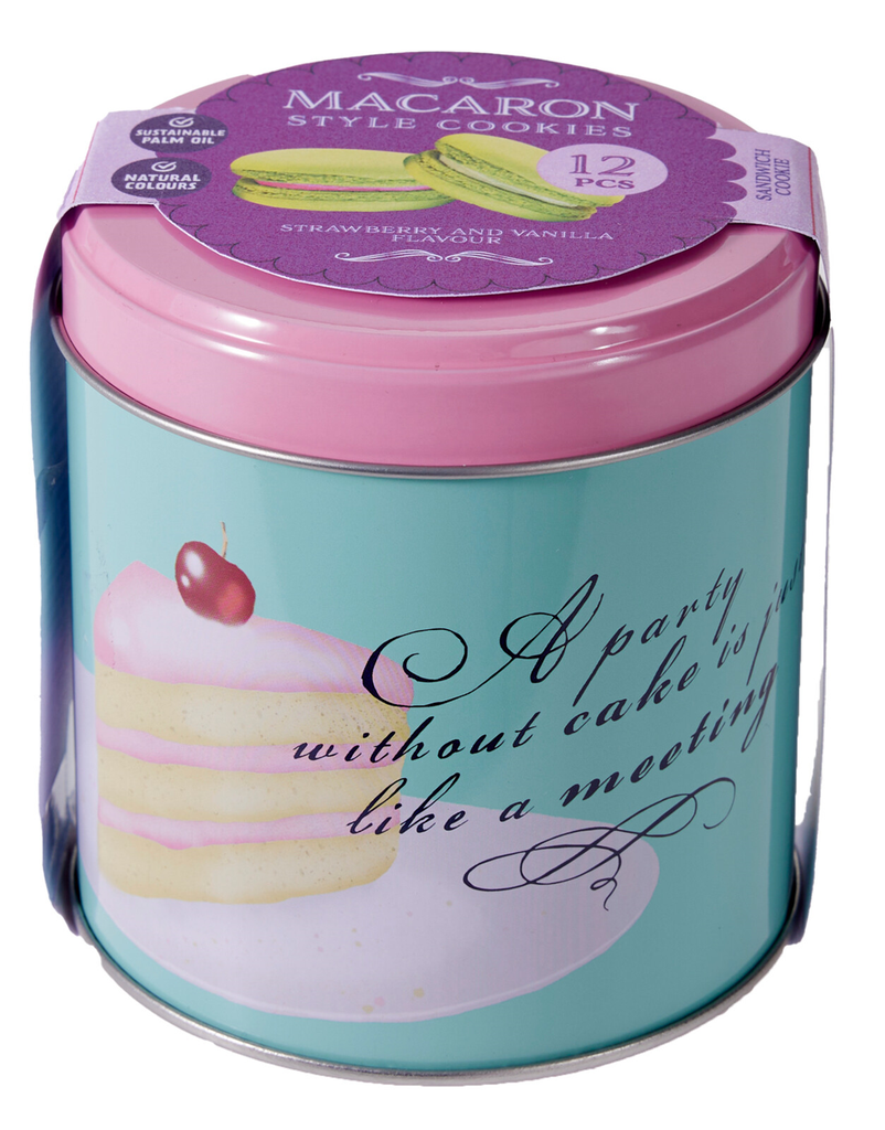 LATA REDONDA DE LILY CON ESTILO MACARON GALLETAS