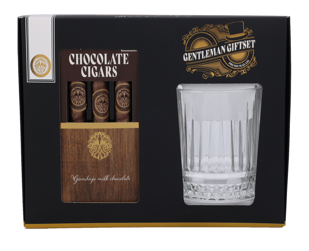 VASO DE WHISKY CON CHOCOLATE CIGARROS