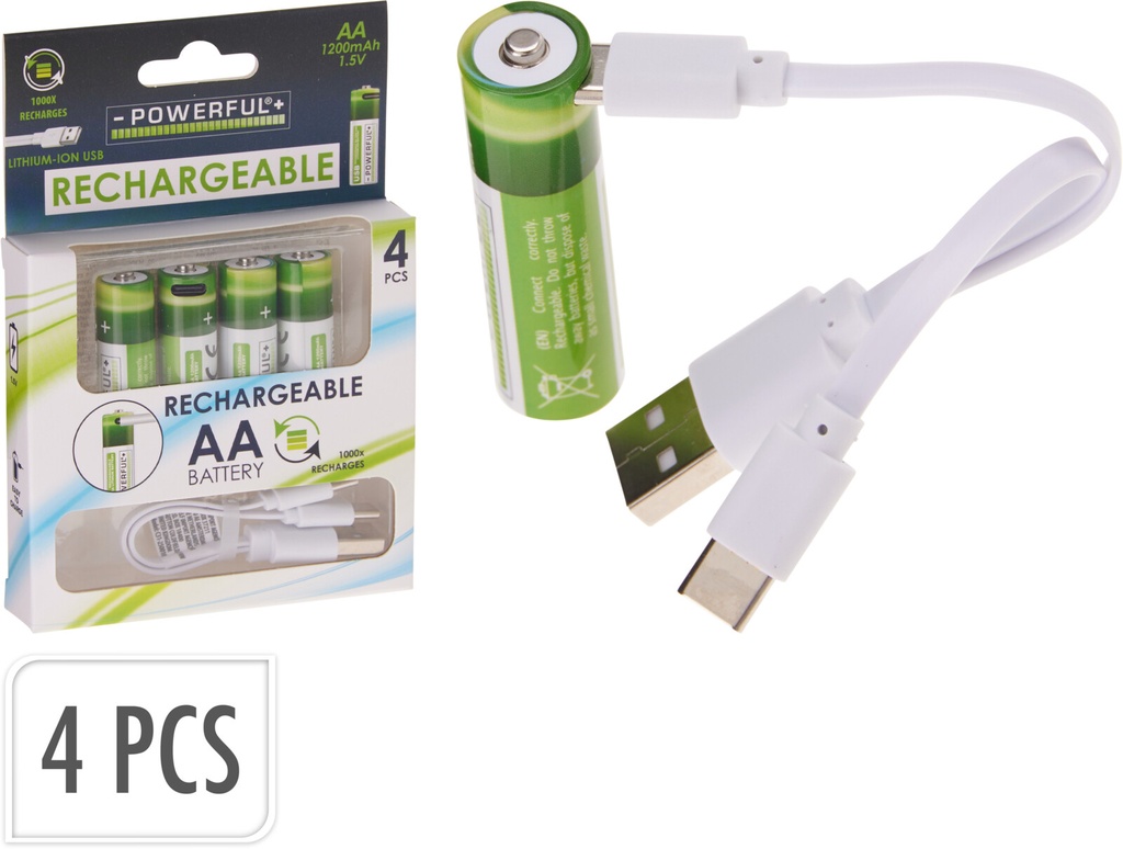 PILAS AA RECARGABLES USB-C 4UD