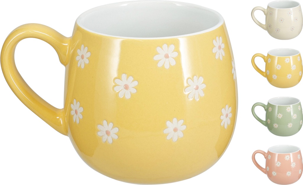 TAZA FLORES 450ML 4COL.