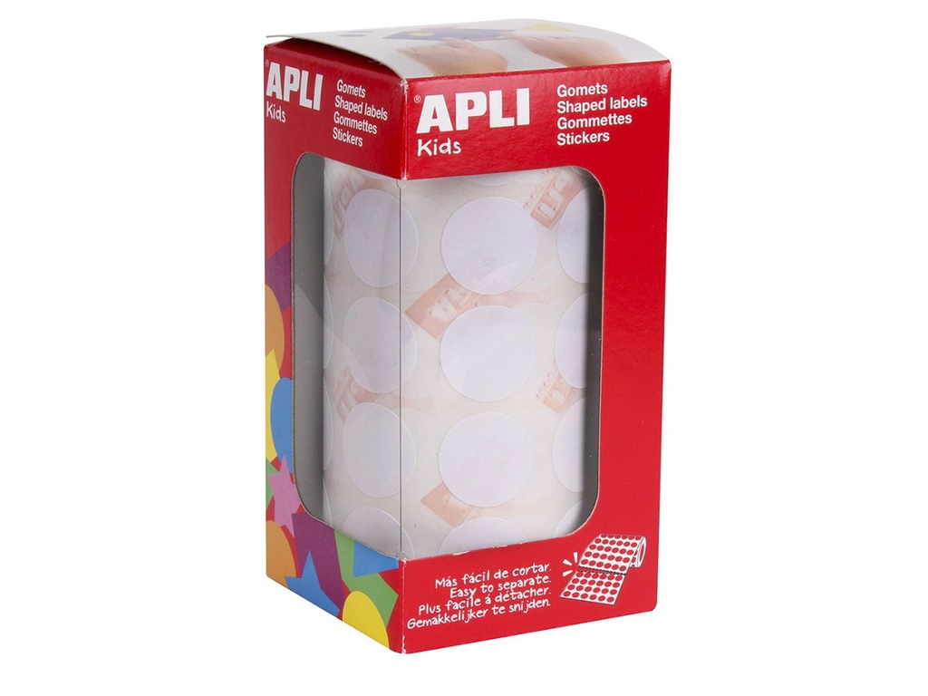 APLI GOMETS REDONDOS 20MM ROLLO BLANCOS