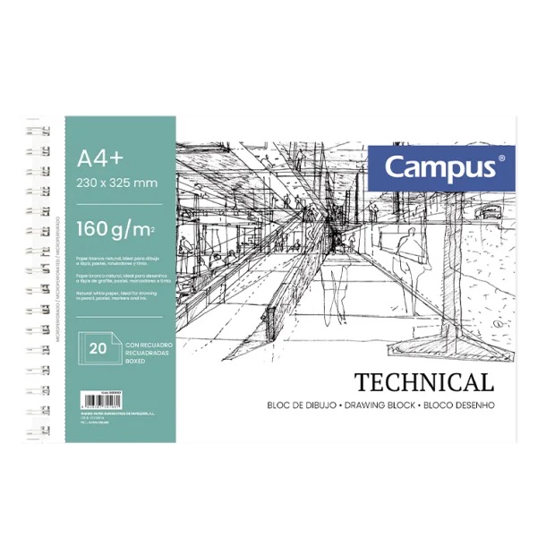 BLOC DIBUJO CAMPUS A4+ 20H 160G RECUADRO