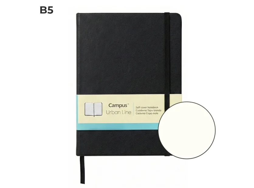 LIBRETA CAMPUS URBAN LINE B5 PU 80H 80G LISO NEGRO