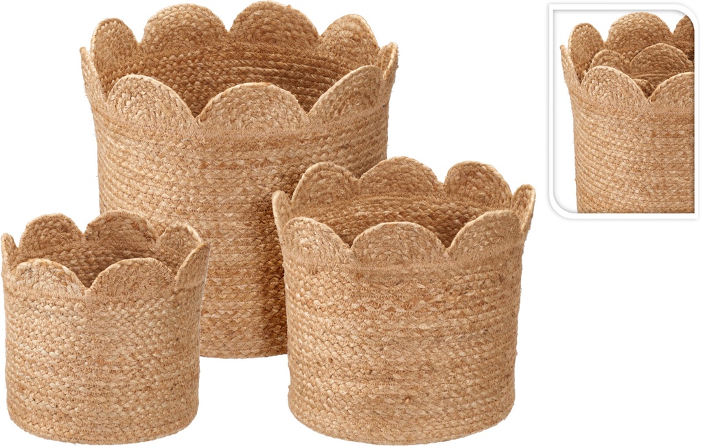 CESTA REDONDA BORDE ONDULADO SET3U