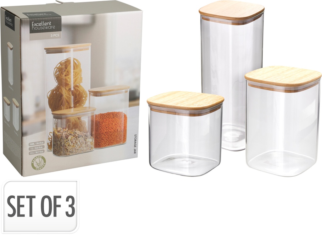 SET 3 BOTES TAPA BAMBU