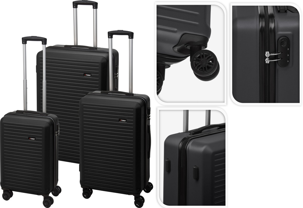 SET 3 MALETAS NEGRO