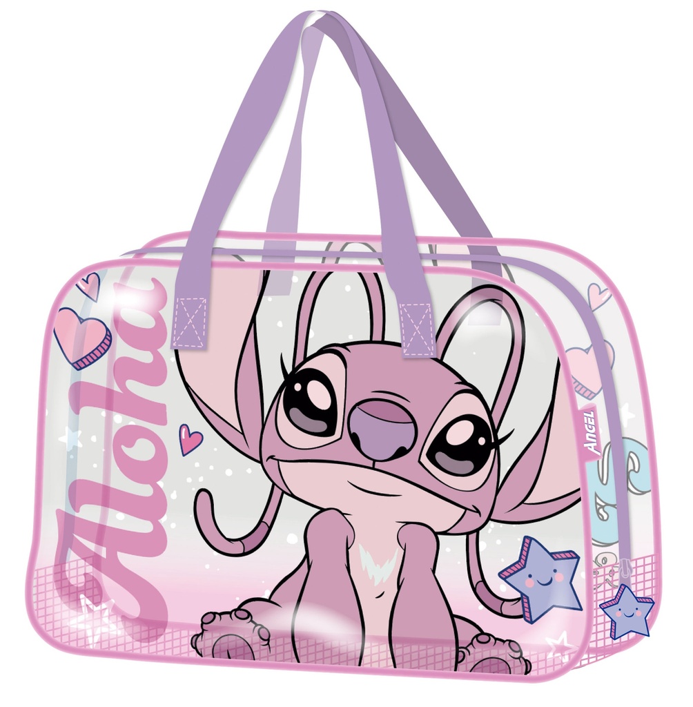 BOLSA GRANDE DE PLAYA TRANSPARENTE 35X50X24CM LILO&STITCH