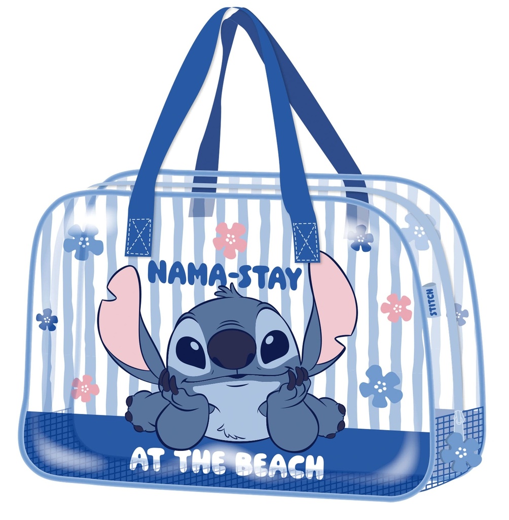 BOLSA GRANDE DE PLAYA TRANSPARENTE 35X50X24CM LILO&STITCH