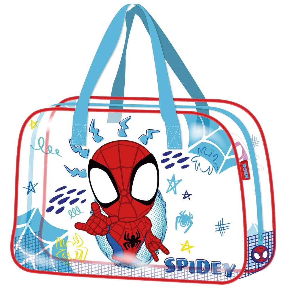 BOLSA GRANDE DE PLAYA TRANSPARENTE 35X50X24CM SPIDEY&FRIENDS