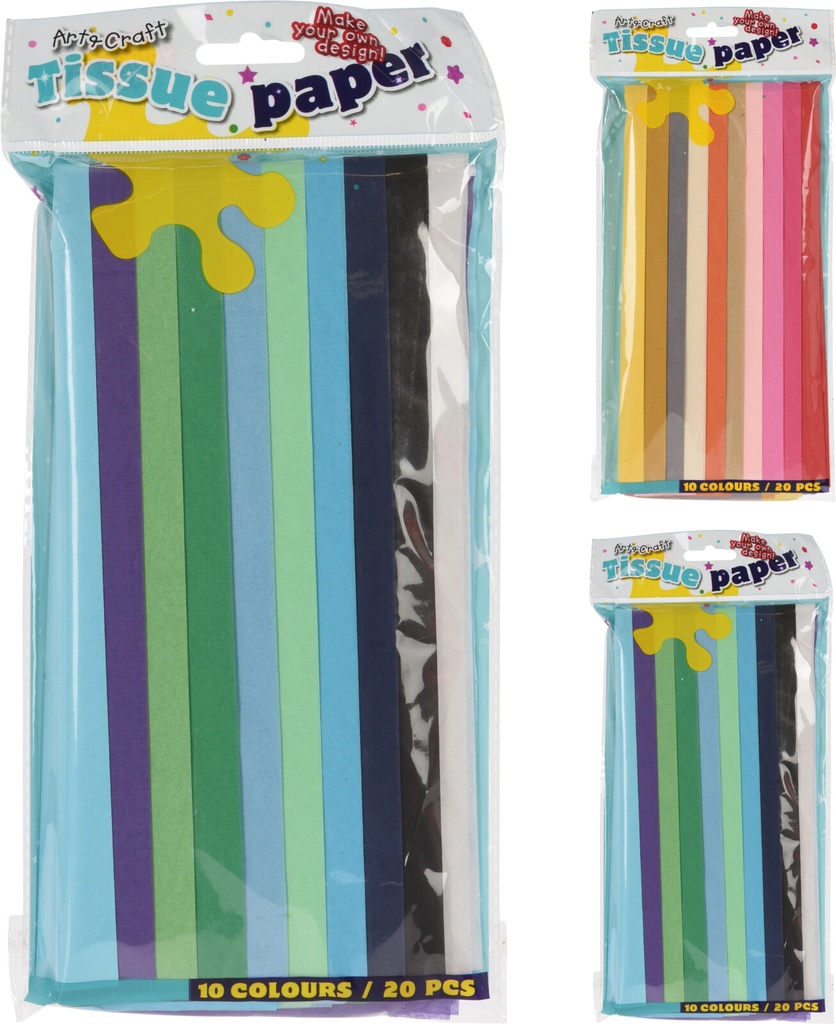 PAPEL SEDA SURTIDO 10COL 20PZS