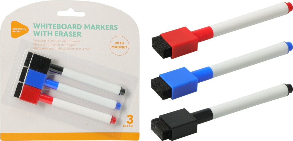 ROTULADORES PIZARRA BLANCA C/BORRADOR 3U