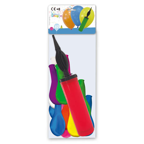 BOLSA 10 GLOBOS CON INFLADOR REF.5157