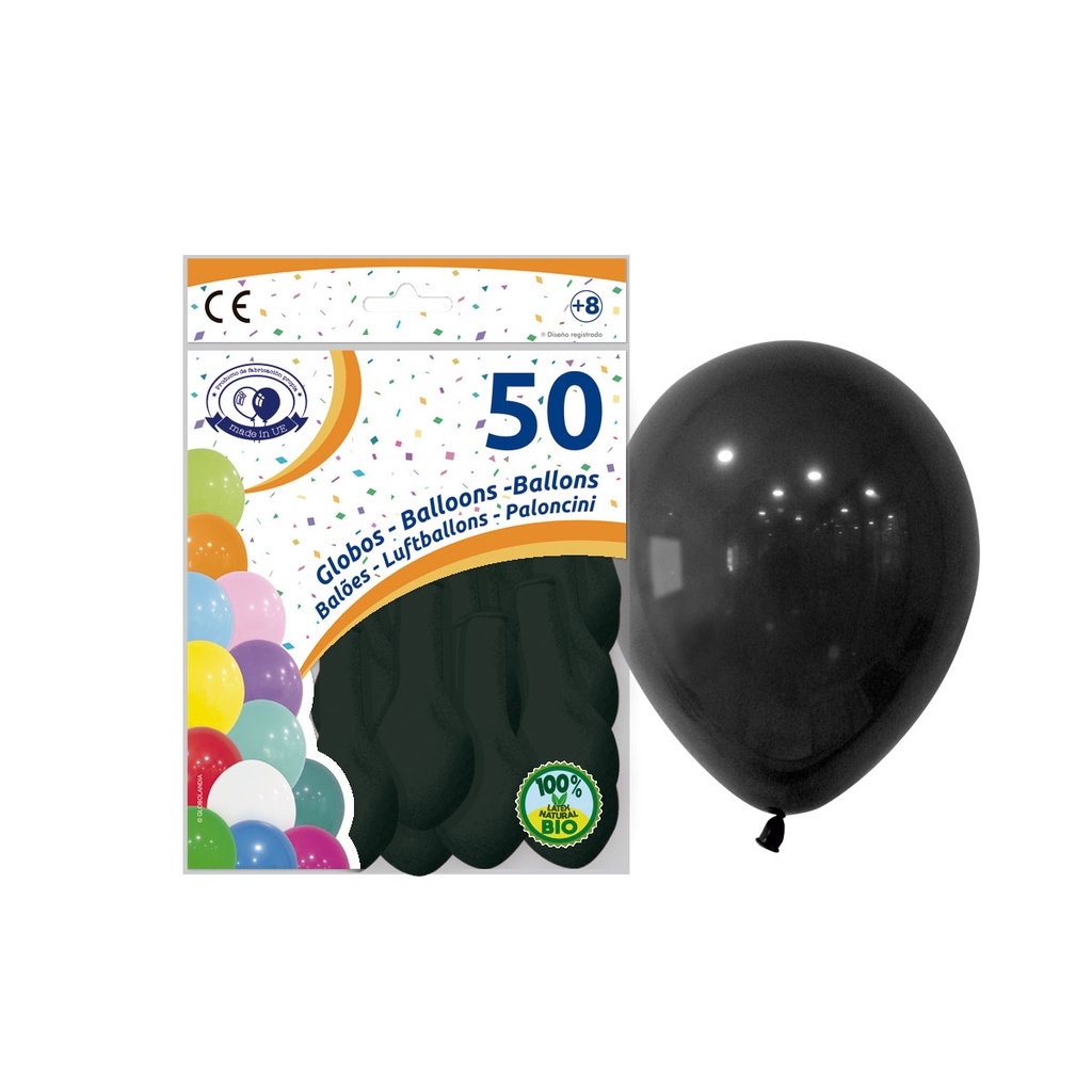 BOLSA 50 GLOBOS NEGRO R-9