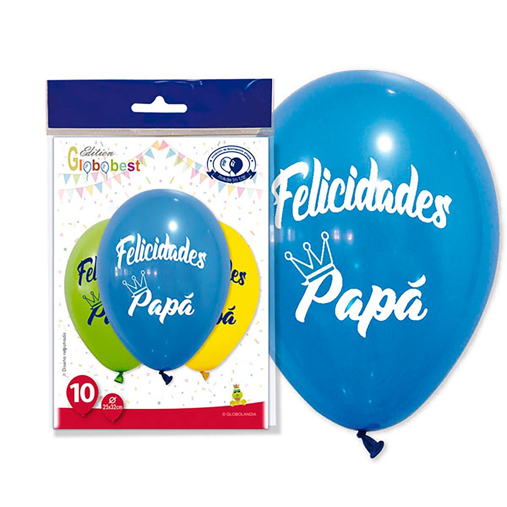 BOLSA 10 GLOBOS FELICIDADES PAPA