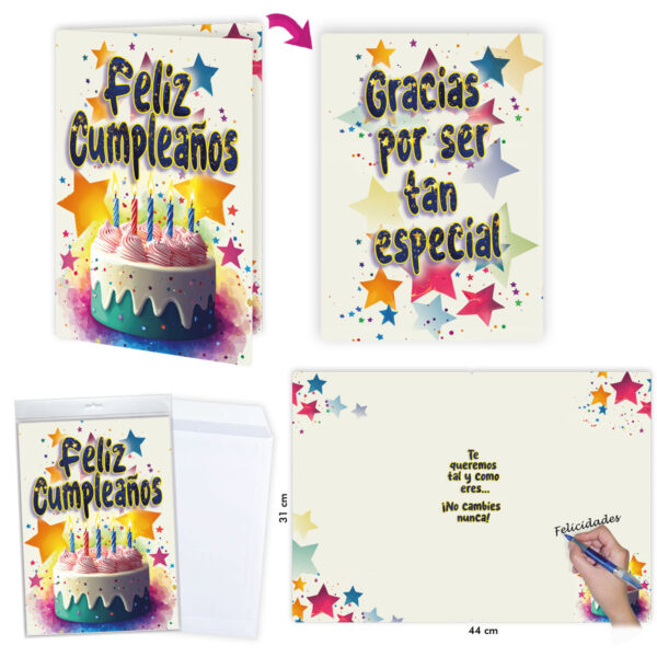 TARJETON FELIZ CUMPLEAÑOS ESTRELLAS R.6627-03