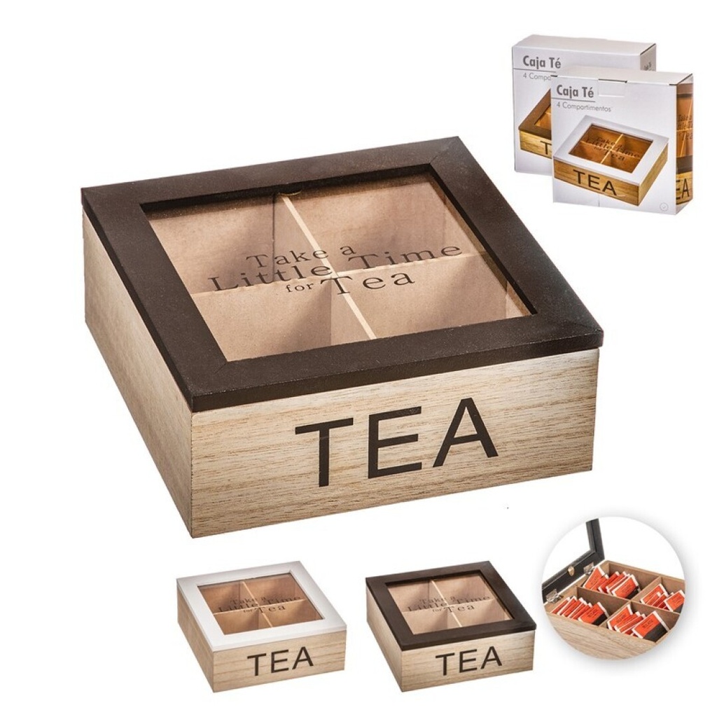 CAJA MADERA TEA 18X18X7cm
