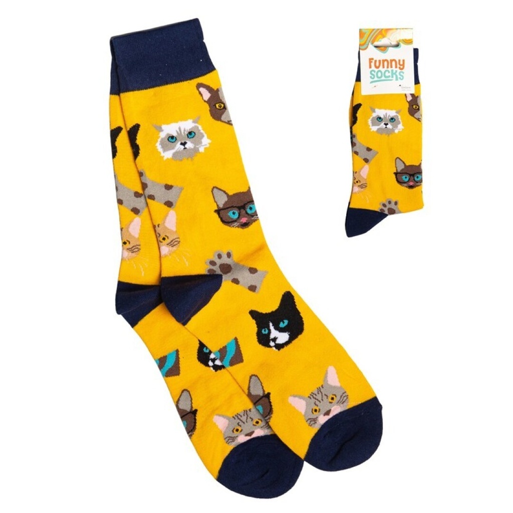 CALCETINES ALGODON GATOS NARANJA