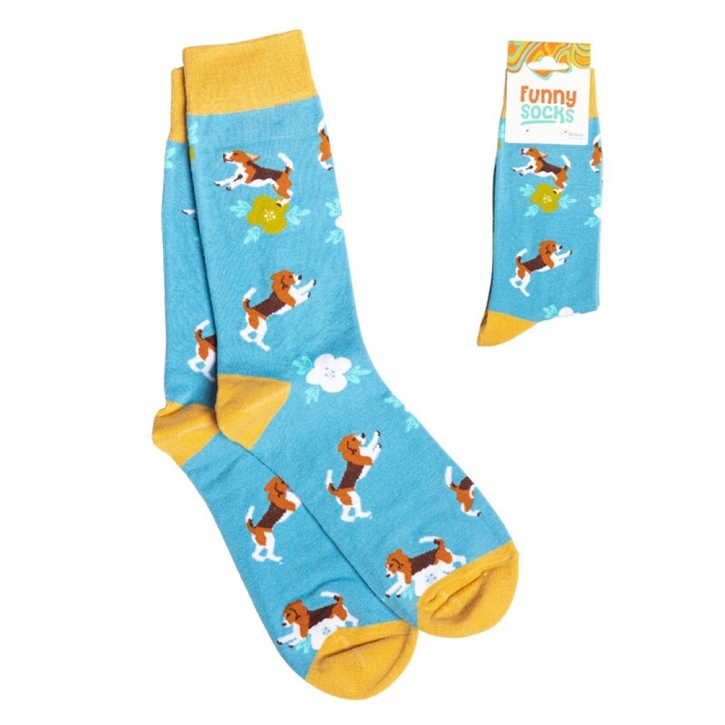 CALCETINES ALGODON PERROS AZUL