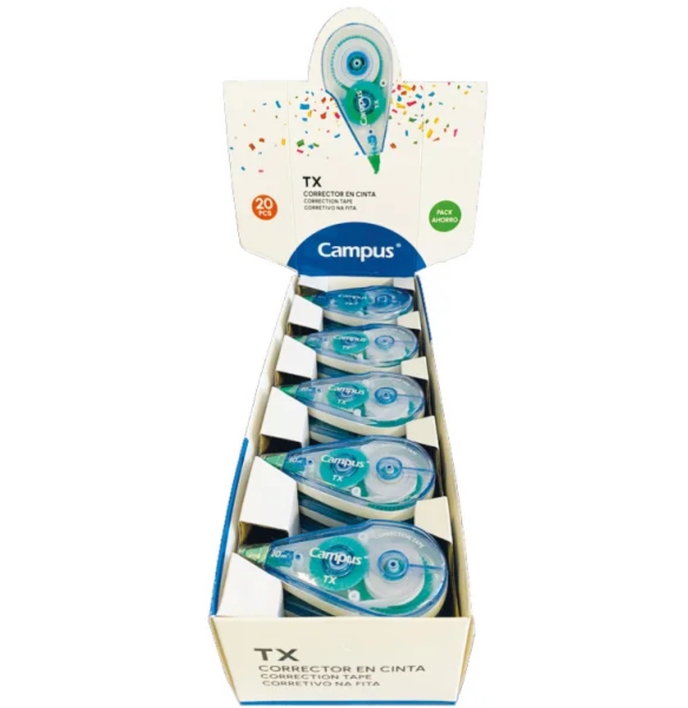 CORRECTOR EN CINTA CAMPUS TX 5 MM X 10 M EXPOSITOR 20 UD.