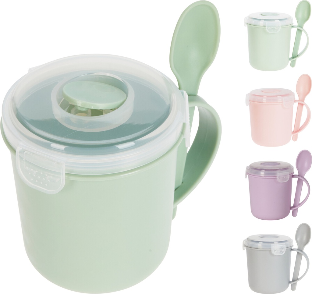 TAZA VIAJE SOPA CON CUCHARA 4 COLORES